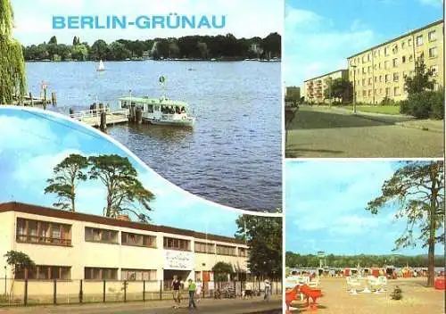 AK, Berlin Grünau, 4 Abb., u.a. Strandbad, 1985