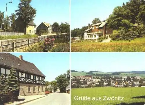 AK, Zwönitz, Kr. Aue, 4 Abb., u.a. Übersicht, 1988