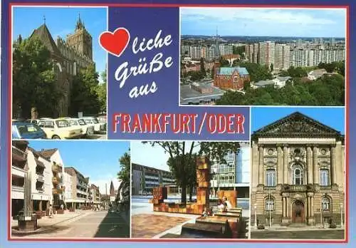 AK, Frankfurt Oder, 5 Abb., u.a. Teilansicht, ca. 1991