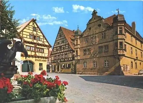 AK, Wolframs-Eschenbach, Marktplatz mit Sparkasse, 1980