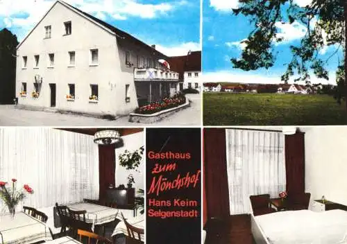 AK, Selgenstadt, Gasthaus "Zum Mönchshof", 4 Abb., 1987