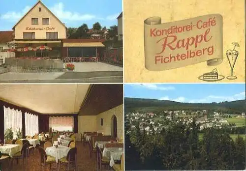 AK, Fichtelberg, Café "Rappel", 3 Abb., u.a. Übersicht