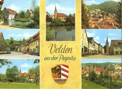 AK, Velden a.d. Pegnitz, 7 Abb., u.a. Übersicht, 1970