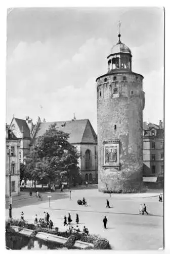 AK, Görlitz, Partie mit Dickem Turm, 1958