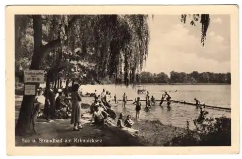 AK, Königs Wusterhausen, OT Neue Mühle, Strandbad am Krimnicksee, 1955