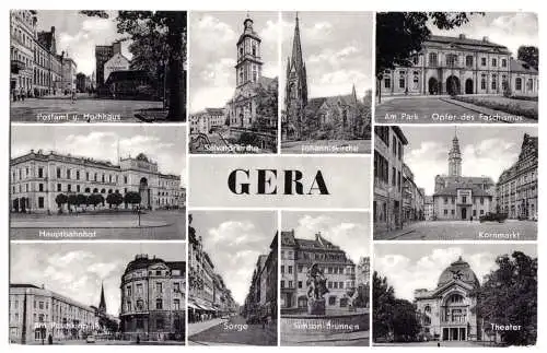 Ansichtskarte, Gera, zehn Abb., 1961