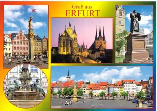 AK, Erfurt, fünf Abb., gestaltet, um 2000