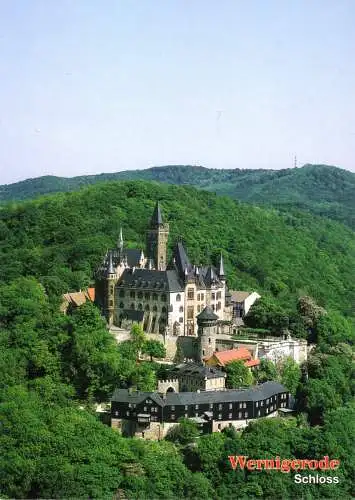 AK, Wernigerode am Harz, Schloß, Luftbildansicht, Vers. 1, um 1998