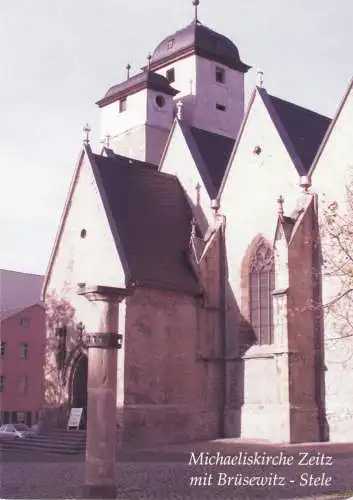 Ansichtskarte, Zeitz, Michaeliskirche mir Brüsewitz-Stele, um 1993