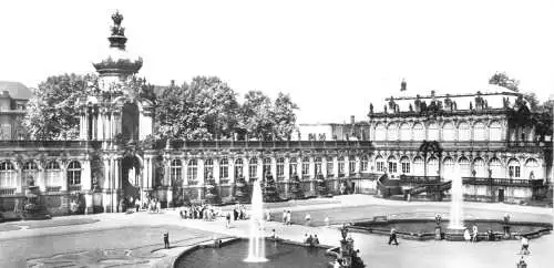 Ansichtskarte lang, Dresden, Partie im Zwinger, Version 1, 1968