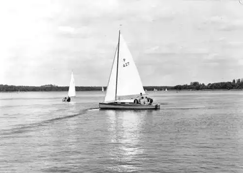 Ansichtskarte, Wernsdorf Kr. Fürstenwalde, Am Crossinsee, Segelboote,1975