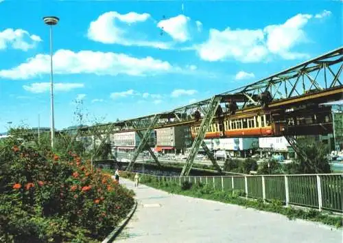 Ansichtskarte, Wuppertal, Schwebebahn und Anlagen, 1971