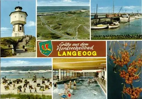 Ansichtskarte, Nordseeinsel Langeoog, sechs Abb., um 1990