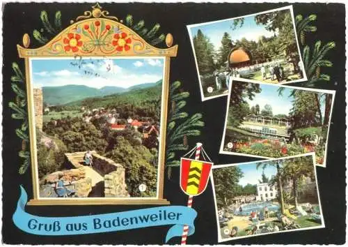 Ansichtskarte, Badenweiler, vier Abb., gestaltet, 1960