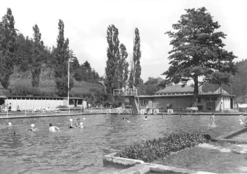 Ansichtskarte, Sitzendorf Thür. Wald, Schwimmbad, belebt, 1974