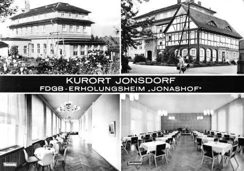 Ansichtskarte, Kurort Jonsdorf, FDGB-Erholungsheim "Jonashof", vier Abb., 1968