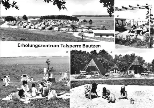 Ansichtskarte, Bautzen, Erholungszentrum Talsperre Bautzen, vier Abb., 1982