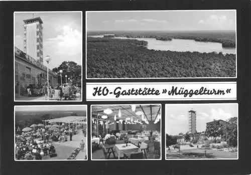 Ansichtskarte, Berlin Köpenick, HO-Gaststätte "Müggelturm", vier Abb., gestaltet, 1964