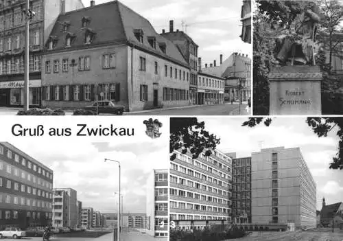 Ansichtskarte, Zwickau Sachs., vier Abb., u.a. Studenteninternat, 1979