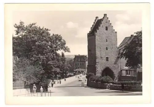 AK, Saalfeld Saale, Blick auf das Saaltor, 1959