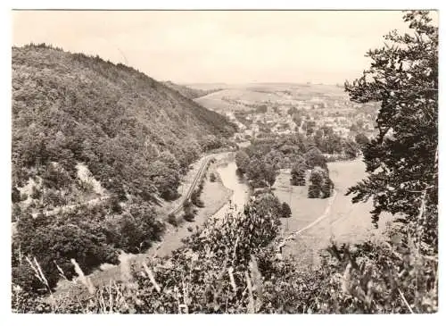 AK, Berga an der Elster, Elsterpartie mit Bahnlinie, 1973