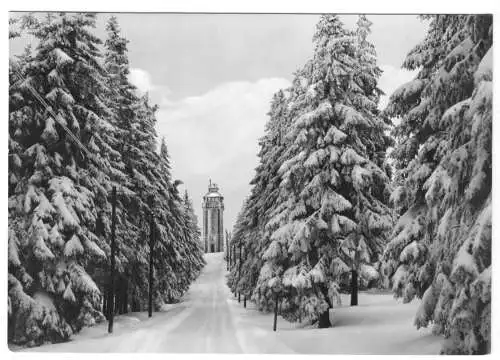 AK, Wildenthal Erzgeb., winterlicher Blick zum Auersberg-Turm, 1973