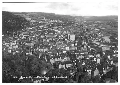 AK, Jena, Blick vom Universitätshochhaus auf Jena-Nord I. u. II., 1972