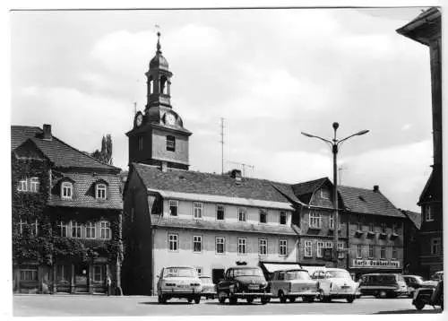 AK, Bad Blankenburg Thür., Marktplatz mit zeitgen. Pkw, 1973