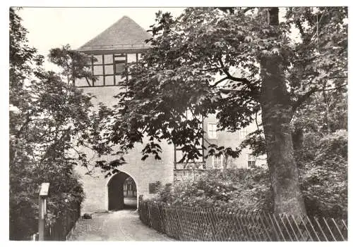 AK, Bad Düben, Mulde, Burg, Eingang zum Landschaftsmuseum, 1975