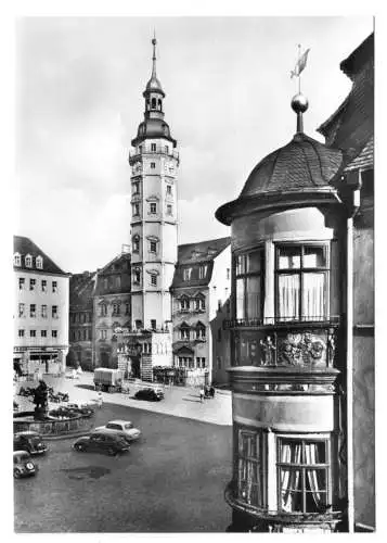 AK, Gera, Apothekenerker mit Blick zum Rathaus, 1966