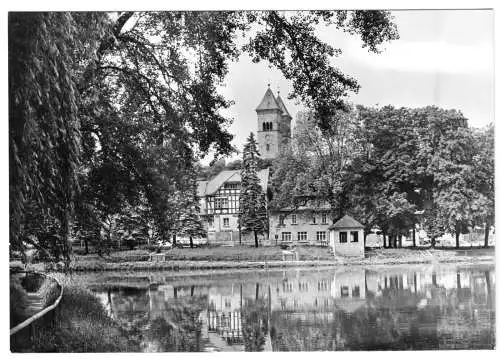 AK, Bad Klosterlausnitz, Teilansicht mit Teich, 1976