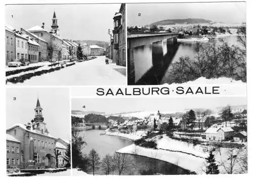 AK, Saalburg Saale, vier Winteransichten, 1973