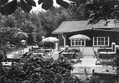 AK, Berlin Hohengatow, Café-Restaurant Waldhütte, Terrasse, um 1978