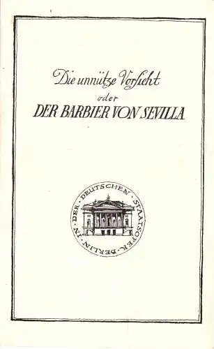 Theaterprogramm, Deutsche Staatsoper Berlin, Der Babier von Sevillia, 1975