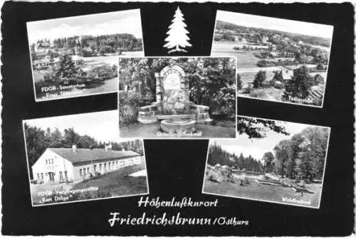 AK, Friedrichsbrunn Ostharz, fünf Abb., gestaltet, 1963