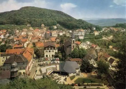 AK, Lindenfels Odw., Teilansicht mit Blick auf Kurgarten und Kurhaus, um 1972