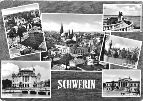 AK, Schwerin, sechs Abb., gestaltet, 1960