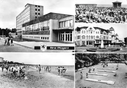 AK, Ostseebad Binz Rügen, fünf Abb., u.a. Minigolf 1979