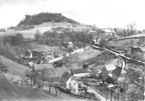 AK, Schöna Sächs. Schweiz, Teilansicht mit Kaiserkrone, 1985