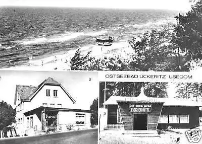 AK, Ückeritz Usedom, drei Abb., u.a. Ratscafé, 1982