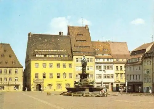 AK, Freiberg, Obermarkt mit Brunnen "Otto der Reiche", 1984