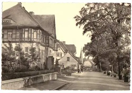 AK, Schierke Harz, Straßenpartie in Oberschierke, 1960