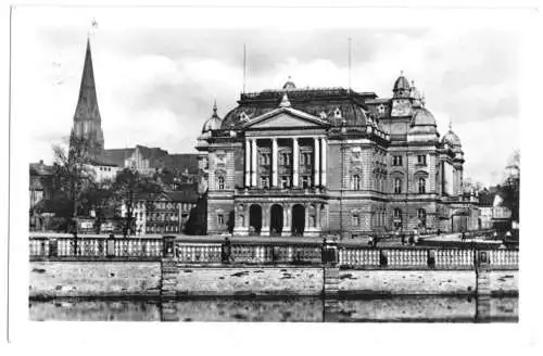 AK, Schwerin, Blick zum Staatstheater, 1954