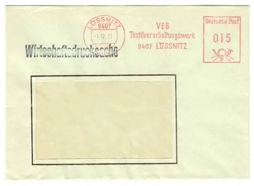 AFS, VEB Textilverarbeitungswerk 9407 Lössnitz, o Lössnitz, 9407, 1.12.71