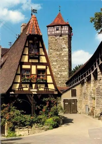 AK, Rothenburg o.d. Tauber, Alte Schmiede an der Röderschütt, Forge, Wall, 1988