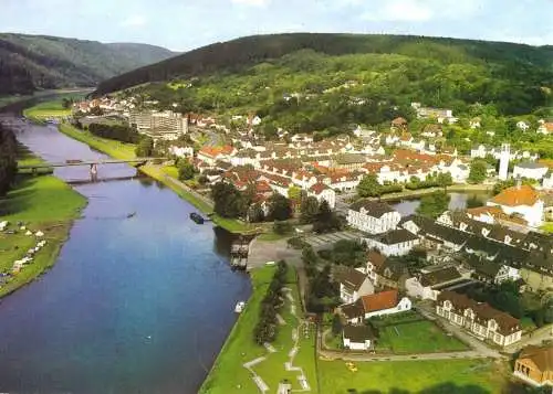 AK, Bad Karlshafen, Luftbildteilansicht mit Minigolfanlage, 1987