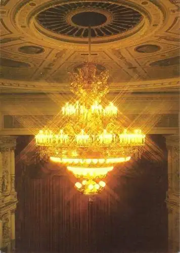 AK, Dresden, Semperoper, Zuschauerraum, Der 285flammige Kronleuchter, 1987