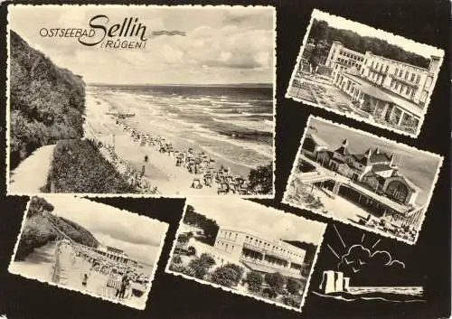 AK, Ostseebad Sellin Rügen, fünf Abb., gestaltet, 1959