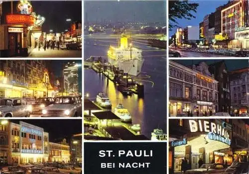 AK, Hamburg, St Pauli bei Nacht, sieben Abb., 1970