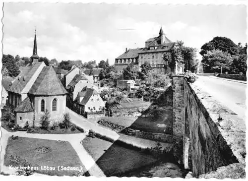 Ansichtskarte, Löbau Sachs., Blick zum Krankenhaus, 1962